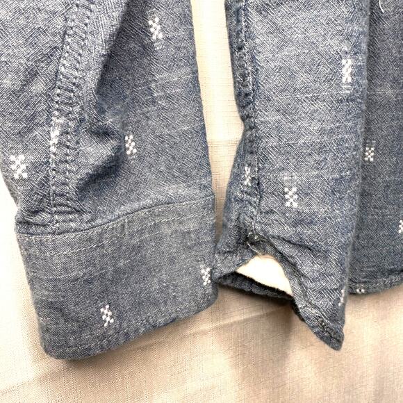 VANS Chambray Button Down Shirt Men's M Blue Embroidered Casual Hippie Skater - Picture 6 of 10